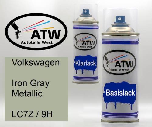 Volkswagen, Iron Gray Metallic, LC7Z / 9H: 400ml Sprühdose + 400ml Klarlack - Set, von ATW Autoteile West.